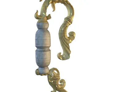 Golden decorative molded handle 3D model 3D model