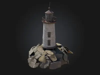 Lighthouse on the Rocks  A Beacon in the Storm 3D model