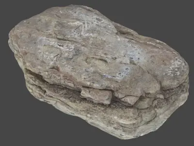 California Sandy River Rock - 8K Textures - 6 Mesh Resolutions  Low-poly 3D model