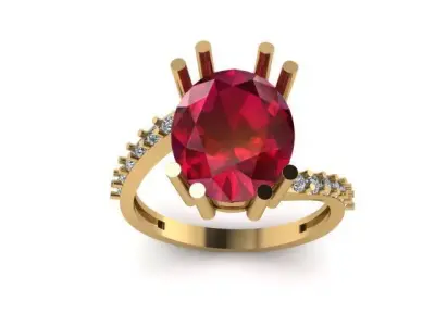 Ruby And Diamonds Ring 3dm render detail  3D print model