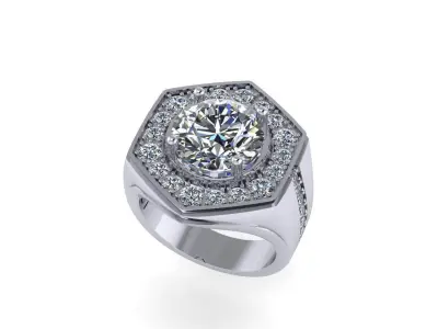 Men diamond ring 3d render - big version 3D print model