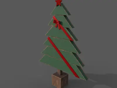 Christmas Tree Decor with bow Low-poly 3D model