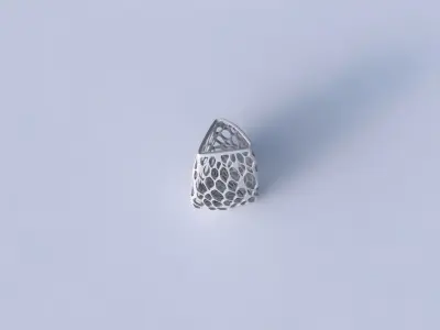 Vase curved tipping triangle with twisted organic lattice 3D print model
