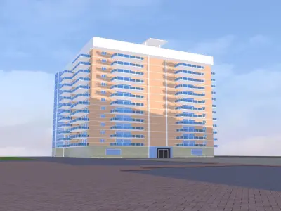 Apartment Building Complex Low Poly Free 3D model