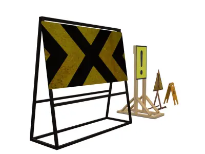 Road signs for games and VR Low-poly 3D model