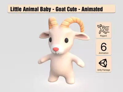 Little animal baby - Goat cute - Animated Low-poly 3D model