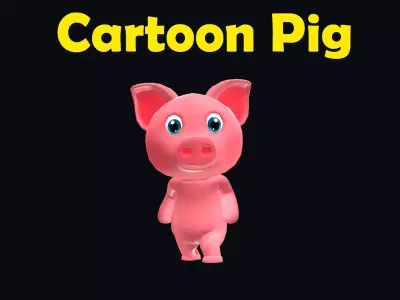 Cartoon Pig Animated Low-poly 3D model
