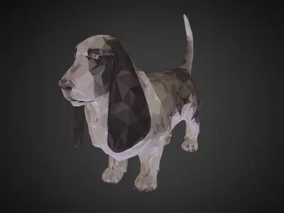 Dog Basset Hound Low Polygon Art Farm Low-poly 3D model