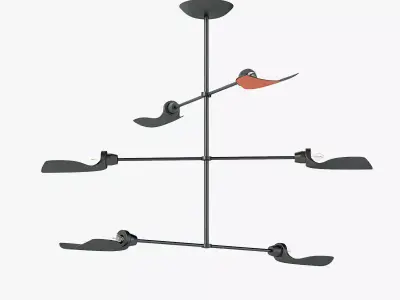 Fin Pendant Chandelier with Bulb 3D model