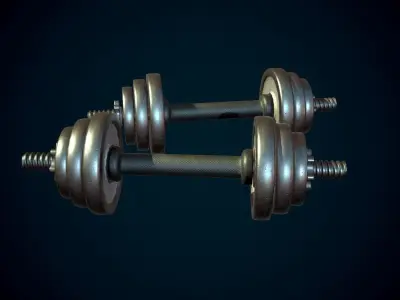 Game Ready Dumbbells two Low-poly 3D model