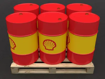 Shell Barrel With Pallet Low-poly 3D model