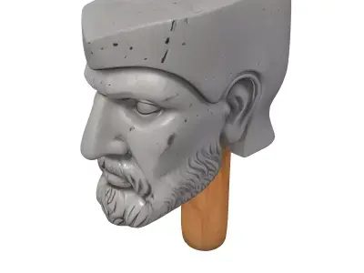 Ancient Philosopher Stone Head Bust Low-poly 3D model