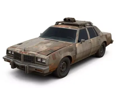 Wasteland Weathered Sedan 3D Model Low-poly 3D model
