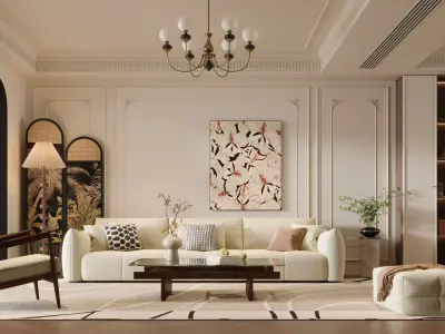 French style living room 3D model