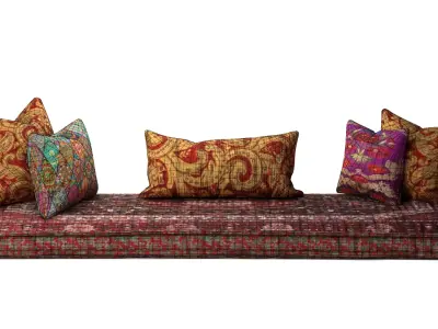 Bohemian Floor Sofa with Cushions 3D model