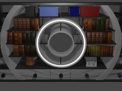 BOOKCASE room with bookshelves and mirror Free 3D model