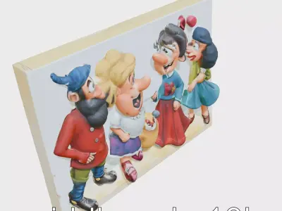 Colorful Cartoon Characters Decorative Canvas Art Low-poly 3D model