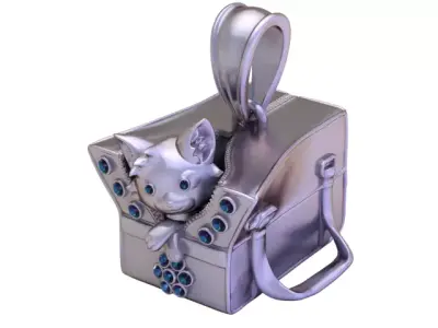 Golden Treasure Kitten Pendant  Cute Luxury Animal Jewelry 3D print model