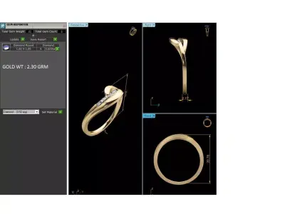 Band 3dm Render Details diamond ring gold 3D print model 4