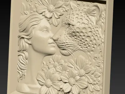 Leopard Head and A Girl A26 3D print model