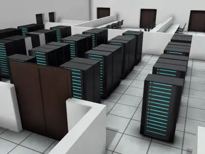 office with server room Low-poly 3D model