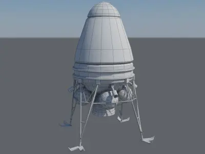 Low-poly Spaceship rocket taking off in sky Low-poly 3D model