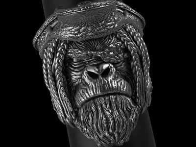 Animal ring jewelry Pirate monkey vol2  3D print model