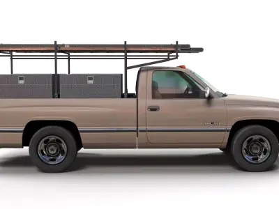 Dodge Ram 1995 utility pickup truck Low-poly 3D model