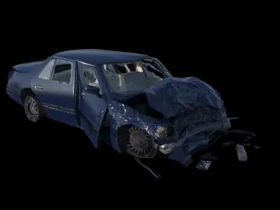 Crashed Car Low-poly 3D model