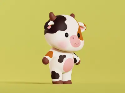 Cow Character Cartoon Chibi Kawaii Low-poly 3D model
