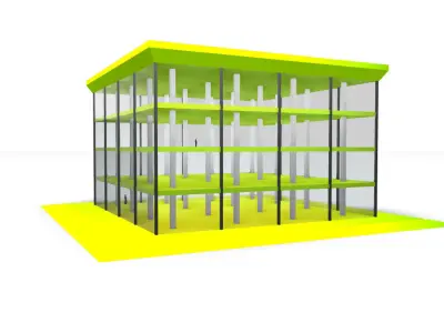 Architectural Building Structure with Columns Floors and facade 3D model