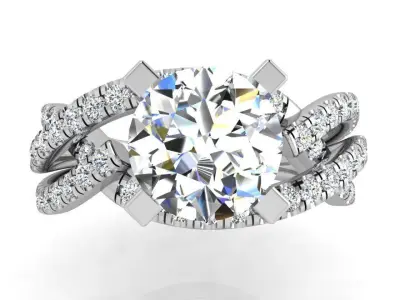 Round Diamond Twisted Ring 3643 3D print model
