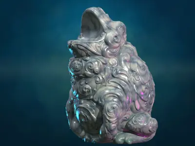 Marble Toad Frog PBR Low-poly 3D model