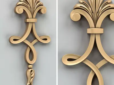 Carved decor vertical 015 3D model