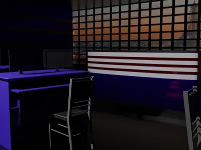 TV News Studio Low-poly 3D model