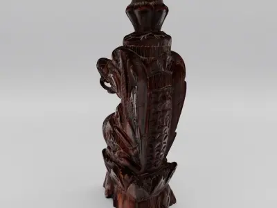 Wooden dragon statue from indonesia - Photoscan Low-poly 3D model