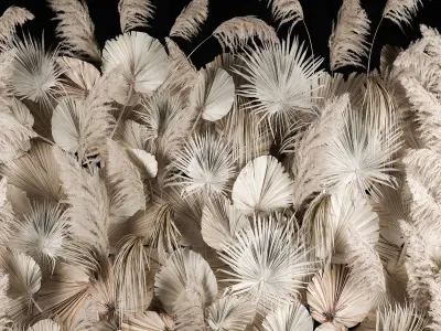 Vertical garden wall made of dry palm branches and pampas grass 3D model