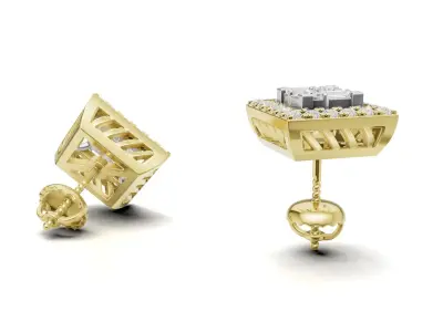 Square Diamond With Baguette Princess Style Stud              3D print model