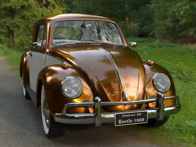 Golden Beetle Fusca 1969 3D model