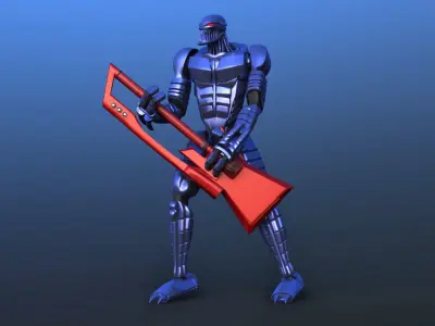 Futuristic Bass Player Robot 3D model