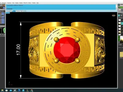 Luxury Rectangular Red Gemstone Ring for Men 3724 3D print model