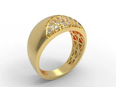 wide 3d  brilliant  gold ring 3D print model