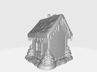 Cozy Winter Christmas Cabin Ornament Cute Snowy House 3D print model