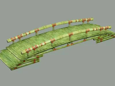 Wooden Medieval Bamboo Bridge 02 Low Poly 3D Model Low-poly 3D model