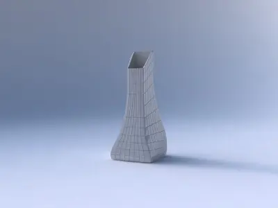 Vase squeezed and bent rectangle with grid plates 3D print model