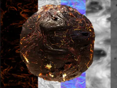 Mega Active Volcano-Lava Animated Material Bundle Low-poly 3D model