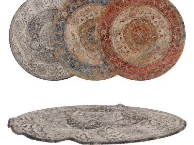 Round Rug Set 304 3D model