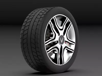 Car wheel - full parts 3D model