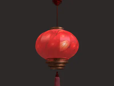 Chinese red lantern  Low-poly 3D model 3