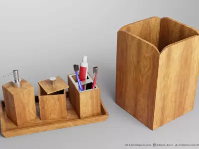 Bathroom Accessory Set kit 3D model